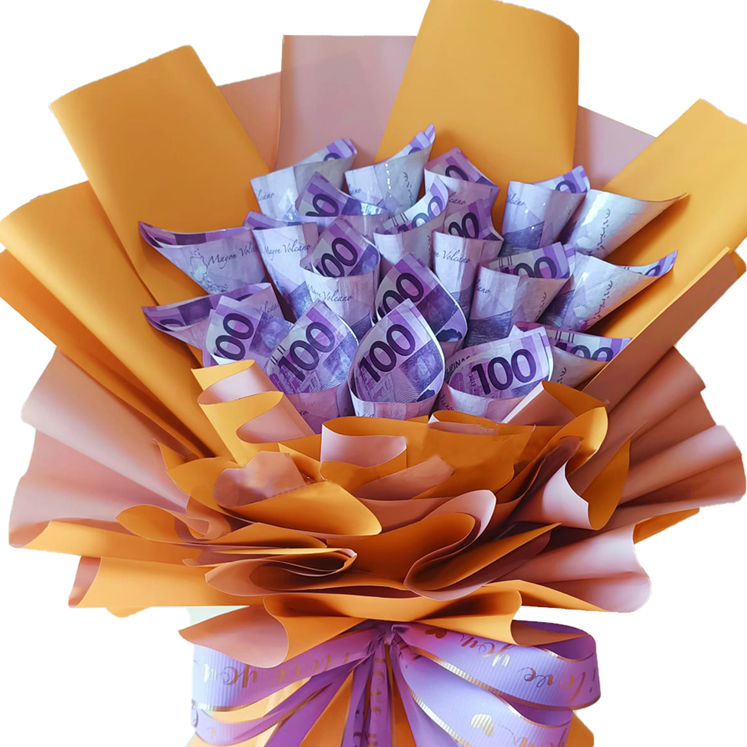 Money and Flowers in a bouquet To Manila